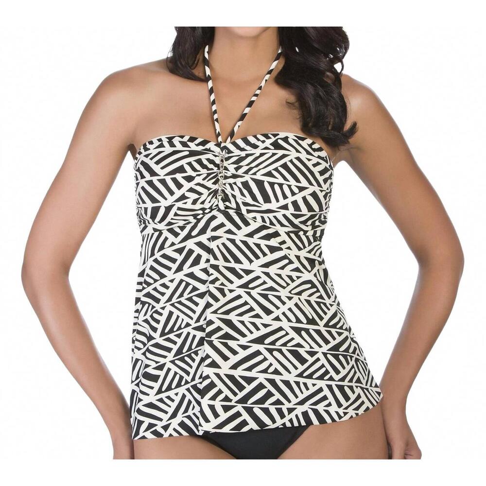 NEW SHAPE SOLVER nouveau script bandeau tankini top in sol black and white
